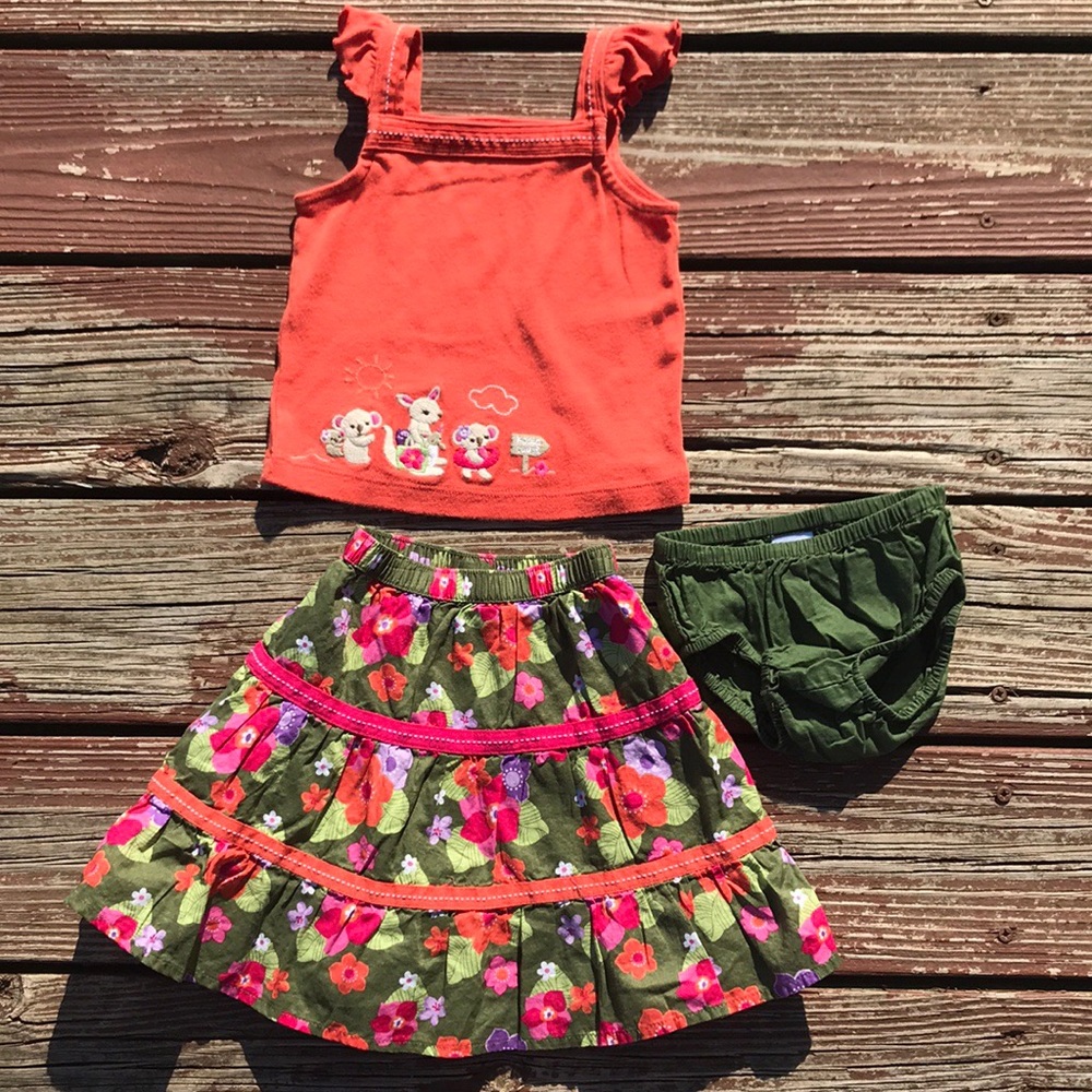 Gymboree 3 piece Skirt Set Koala Kangaroo Floral